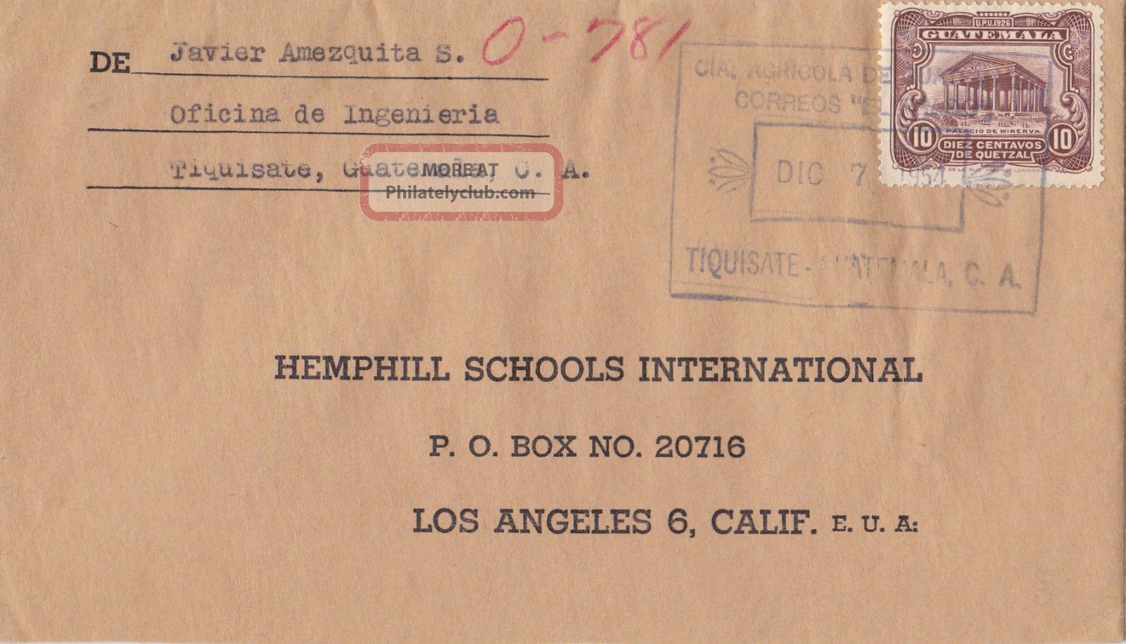 Guatemala: Cover To Usa From Tiquisate 1954 Latin America photo
