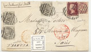 Extremely Rare Gb In Chile (valparaiso) Cover W.  Gb 1 D Redbrown Pl.  176 Fdc photo