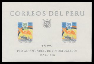 Peru 1960 Sc C164a (mi Block 3) World Refugee Year S/s photo