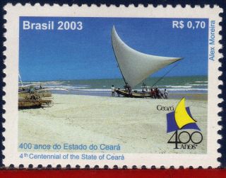 2887 Brazil 2003 - 4th Cent.  Of The State Ceara,  Ships & Boats,  Beach,  Mi 3313 photo