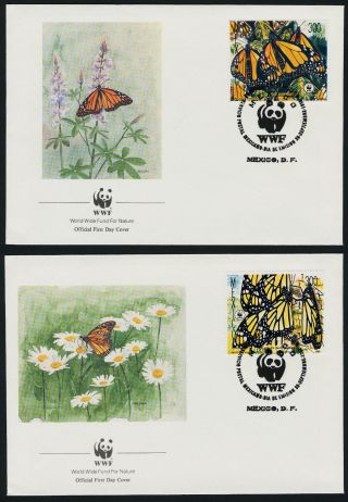 Mexico 1559 - 62 Fdc ' S - Butterflies,  Flowers.  Wwf photo