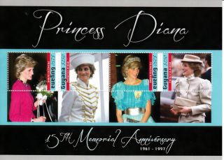 Guyana 2012 Princess Diana 15th Memorial Anniverary 4v Sheet Royalty photo