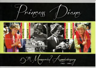 Guyana 2012 Princess Diana 15th Memorial Anniverary 4v Sheet Ii Royalty photo