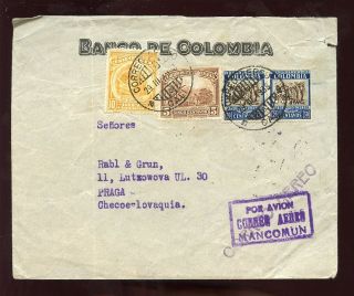 Colombia Bank 1938 Cover Air To Czechoslovakia photo