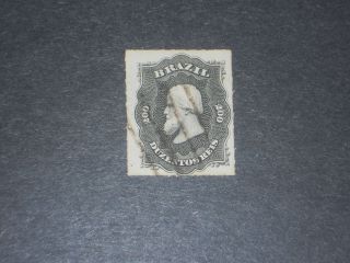 1876 - 77 Brazil - - 200r Black - Rouletted photo