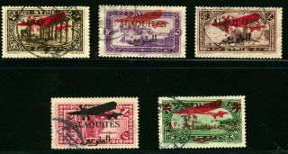 France Alaouites Syria 1926 - 30 Airmails Y&t A9,  11,  12,  15,  17 €22,  10/$30.  00 photo
