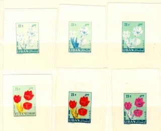 Lebanon Liban 1965 Unissued Flowers 6 Small Sheet Different Colors photo