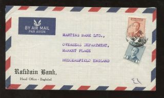 Iraq Rafidain Bank Airmail Envelope 1960 To Gb photo