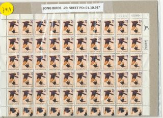 Il - 7419 Sheet Song Birds 20ag.  Printing Date 01.  10.  91 photo