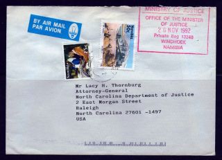 Official Mail 1992 Cover From Namiban Justice Ministry To N.  C.  Attorney General photo
