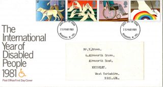 25 March 1981 Year Of Disabled People Post Office First Day Cover Bradford Fdi photo