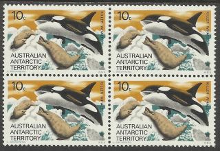Australian Antarctic Territory 1973 10c Killer Whale 1v Block Of 4 photo