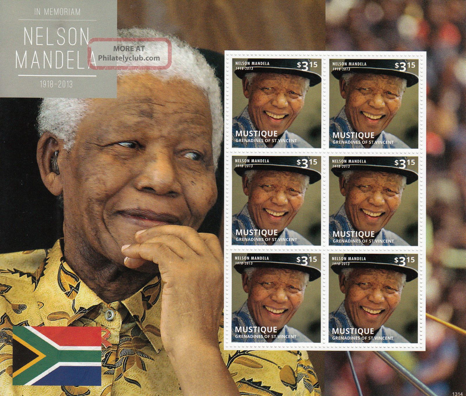 Mustique Grenadines St Vincent 2013 Nelson Mandela In Memoriam Ii 6v M/s Anc Topical Stamps photo