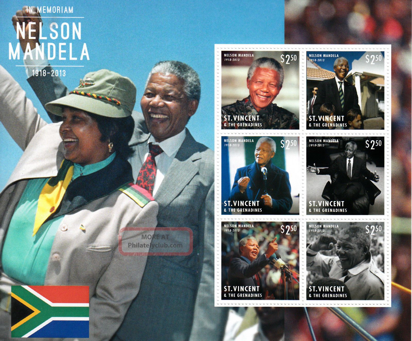 St Vincent & The Grenadines 2013 Nelson Mandela In Memoriam Ii 6v M/s Anc Topical Stamps photo