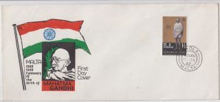 Malta 1969 Mahatma Gandhi Indian Flag Fdc 62395 photo