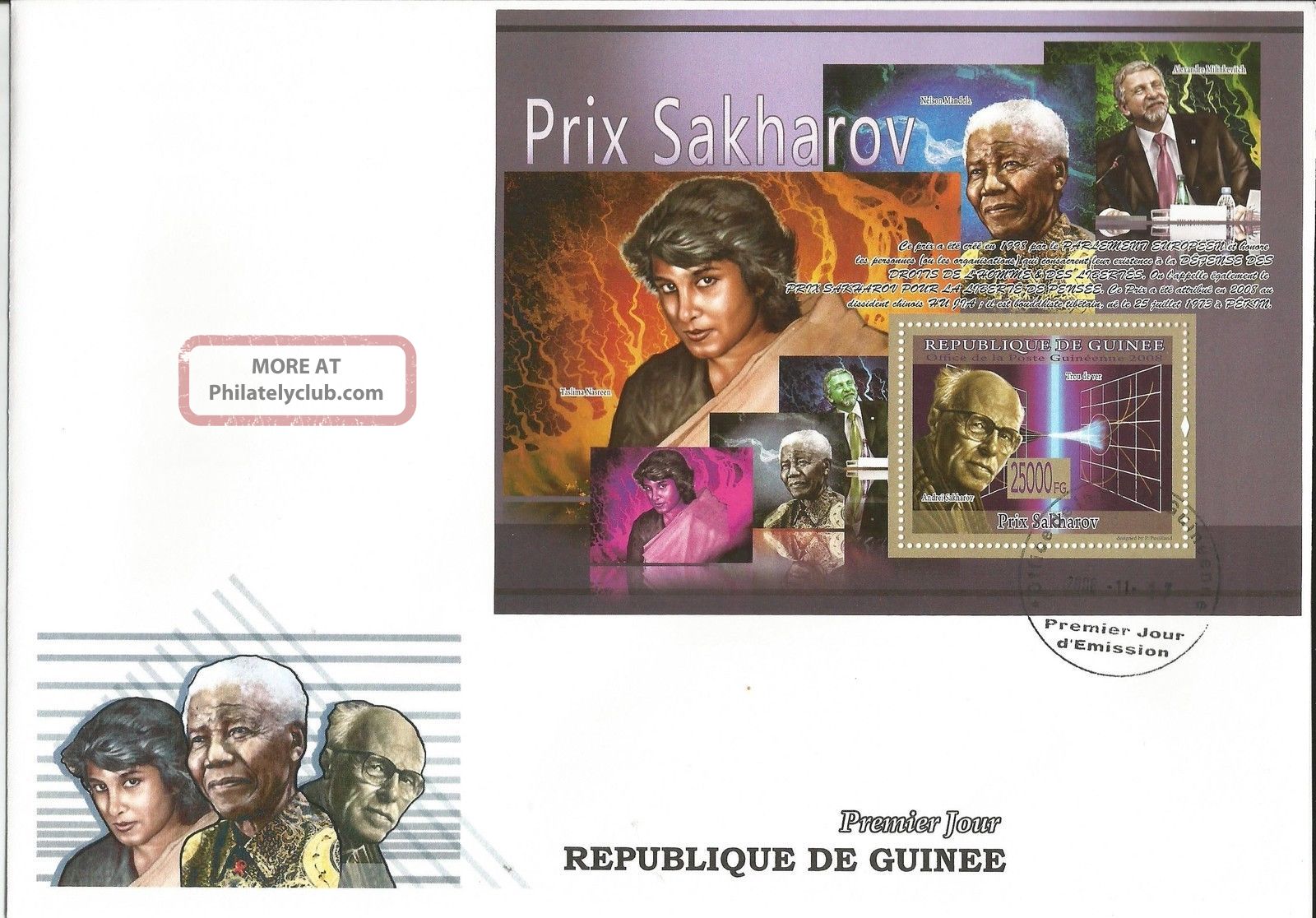 Guinee Sakharov Nelson Mandela Nasreen Science S/s Fdc C8 Gu0879 Topical Stamps photo