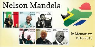 Antigua & Barbuda 2013 Nelson Mandela In Memoriam I 6v M/s Death Anc Leader photo