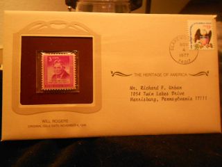 1948 Will Rogers Encased 3c Stamp As Cachet In ' 77 Us Cover photo