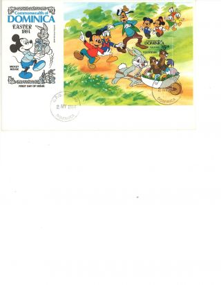 Dominica Disney Fdc Stamp Souvenier Sheet 1984 Easter photo