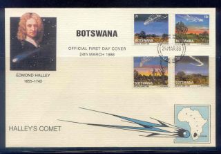 Space Botswana 24.  03.  1986 Halley ' S Comet Official Fdc photo