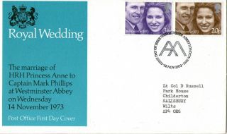14 November 1973 Royal Wedding Post Office First Day Cover Bureau Shs photo