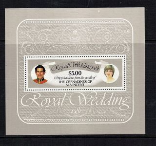 St Vincent Grenadines 1981 Royal Wedding $5 Souvenir Sheet photo