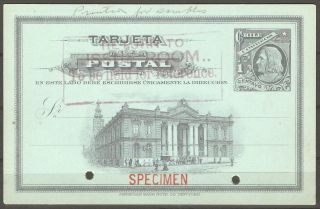 Chile 1905 Abnc Specimen Psc 1c Columbus Stationery Card Very Rare photo