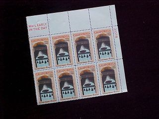 8 Stamp Block U.  S.  1373 California 1769 - 1969 photo