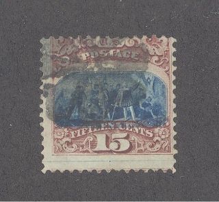 Us.  1869.  15 - Cent Pictorial Issue.  Scott 118.  Type I.  Jumbo.  Sound.  Cv $800 photo
