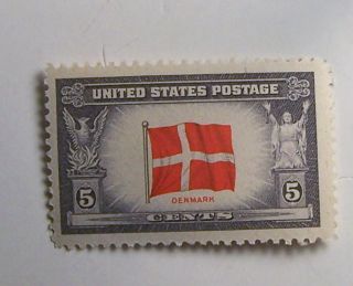 Overrun Countries Denmark 5c (1) Stamp Cat 920 N/h O/g photo