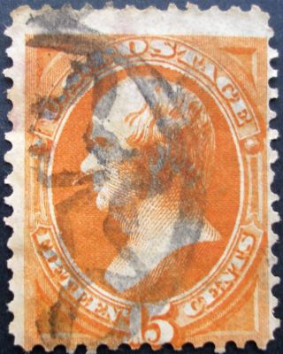 U.  S.  Stamp:scott 163,  15c,  Orange,  The Continental Banknote Co. ,  Series Of 1873 photo