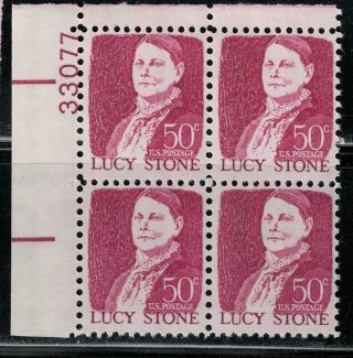 1293 1965 50 - Cent Lucy Stone Block Of 4 W/plate photo