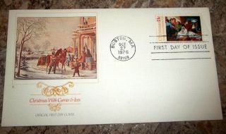 Fdc 1976 Christmas With Currier & Ives Cover Boston Ma Fleetwood photo
