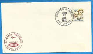 Sabena,  Chicago/amf - Brussels 1980 Fine 1st Flight Airmail Cover photo