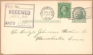 1918 Huntington,  Wv Carlyle Johnson Machine Co Uprated Postal Card C.  M.  Buck photo
