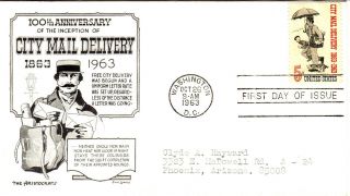 1963 City Mail Delivery First Day Cover - - Aristocrats photo