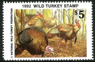 1992 Wild Turkey Stamp - Scarce Nwtf Stamp - - Giant - Anywhere photo