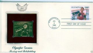 Commemorative Issue Gold Stamp Replica First Day Issue 1990 Olympic Games 1/10 photo