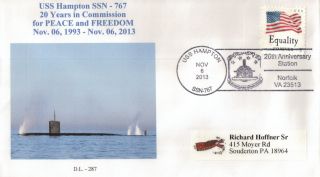 Uss Hampton Ssn - 767 20th Anniv.  In Commission 2013 Cachet By Lange photo