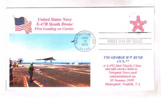 Northrop Grumman X - 47b Drone Landing: Uss George H W Bush Cvn - 77 Color Photo photo