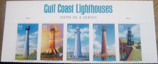 Gulf Coast Lighthouses Top Header Strip 5 Scott 4409 To 4413 Or 4413a photo