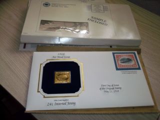 First Day Of Issue 22kt Gold Replica Of Inverted Jenny Stamp photo