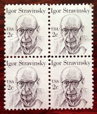 1845,  1980 2 - Cent,  Igor Stravinsky,  Block Of 4 photo