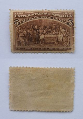 Usa Stamp,  5c Columbian,  234.  Cv = $400.  00 photo