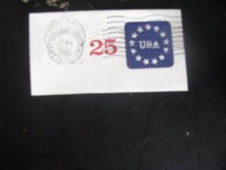 U.  S. ,  25 Cent Envelope Cut Sq.  Double Post Mark,  1988 photo