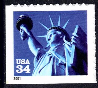 Scott 3485 34 - Cent Statue Of Liberty Self - Adhesive Vending Booklet Single - photo