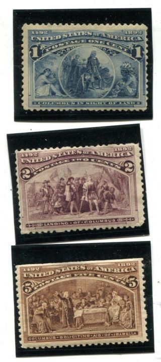 1893 Columbian Exposition 1,  2 And 5 Cents Cv $657.  00 photo