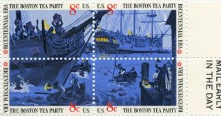 1480 - 3 Mail Early Block,  Boston Tea Party,  Yr 1973,  8 Ct,  Buy 3+ Ships, photo