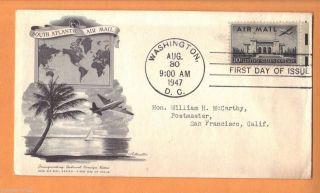 1947 Airmail Pan Am Building 10c C - 34 Artmaster Fdc Usps Foreign Rate photo