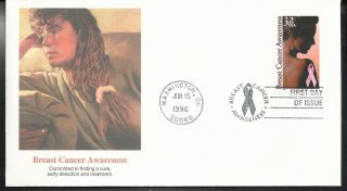Scott 3081,  First Day Cover 6/15/96 Washington Single Breast Cancer photo